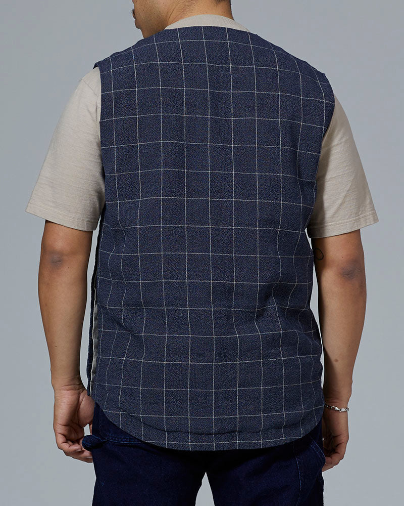 Cotton Linen Check Tweed Vest