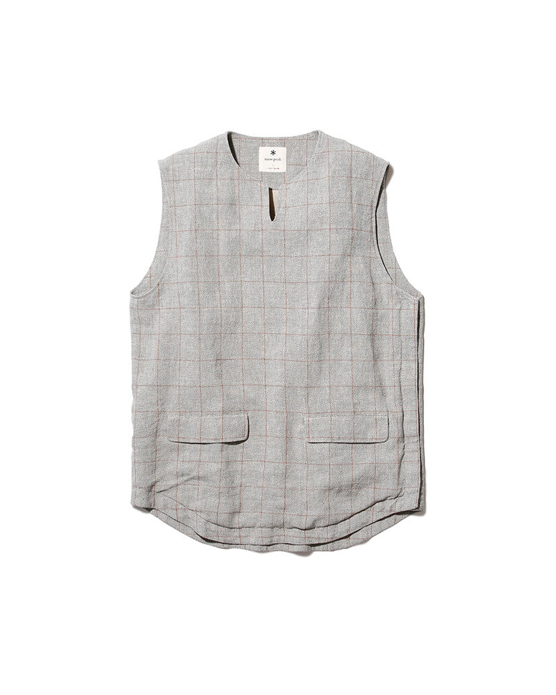 Cotton Linen Check Tweed Vest